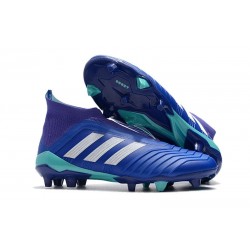 Chaussures de Football Pas Cher Adidas Predator 18+ FG Bleu Blanc