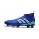 Chaussures de Football Pas Cher Adidas Predator 18+ FG Bleu Blanc