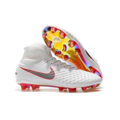 Nouvelles Chaussure de football Nike Magista Obra 2 FG Blanc Gris Métallique Carmin