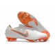 2018 Crampons De Football Nike Mercurial Vapor XII Elite FG Blanc Gris Métallique Orange Total