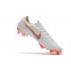 2018 Crampons De Football Nike Mercurial Vapor XII Elite FG Blanc Gris Métallique Orange Total