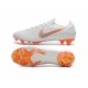 2018 Crampons De Football Nike Mercurial Vapor XII Elite FG Blanc Gris Métallique Orange Total