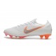 2018 Crampons De Football Nike Mercurial Vapor XII Elite FG Blanc Gris Métallique Orange Total