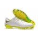 Nouveau Chaussures de Football Nike Hypervenom Phantom III Elite FG Blanc Gris Métallique Volt