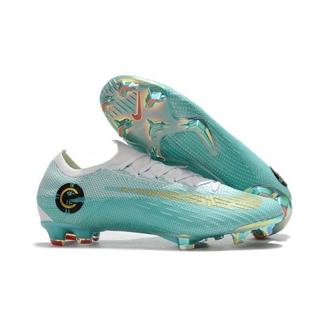 Chaussure cr7 Pas Cher 2018 Nike Mercurial Vapor 360 XII Elite FG Métallisé Blanc Or Bleu