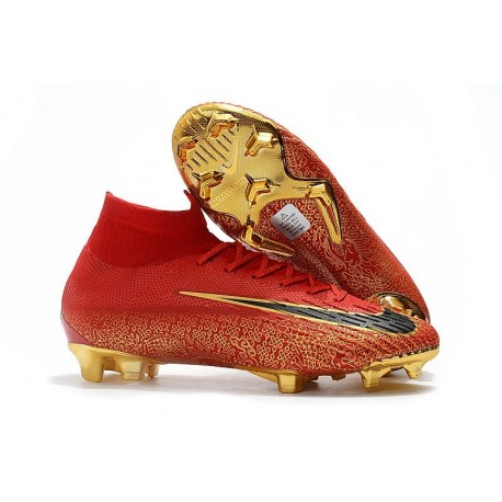 Nike Mercurial Superfly VI 360 Elite FG Chaussure Foot Pas Cher - Rouge Noir Or